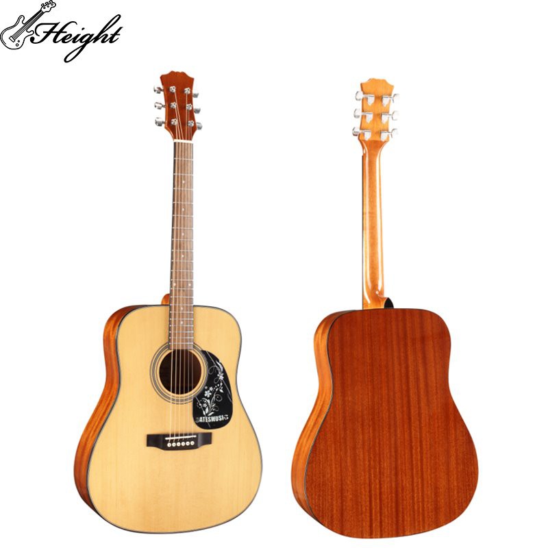 Front and back view of Sitka spruce acoustic guitar
