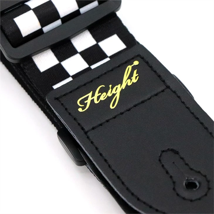 Black-White Plaid Pattern Guitar Strap