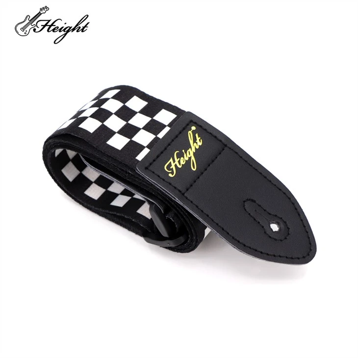 Black-White Plaid Pattern Guitar Strap